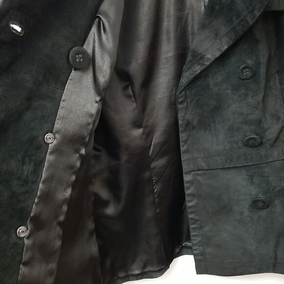 New Look Jacket Womens Size12 Vintage Edition Black Real Suede Front Button Up - Picture 7 of 12